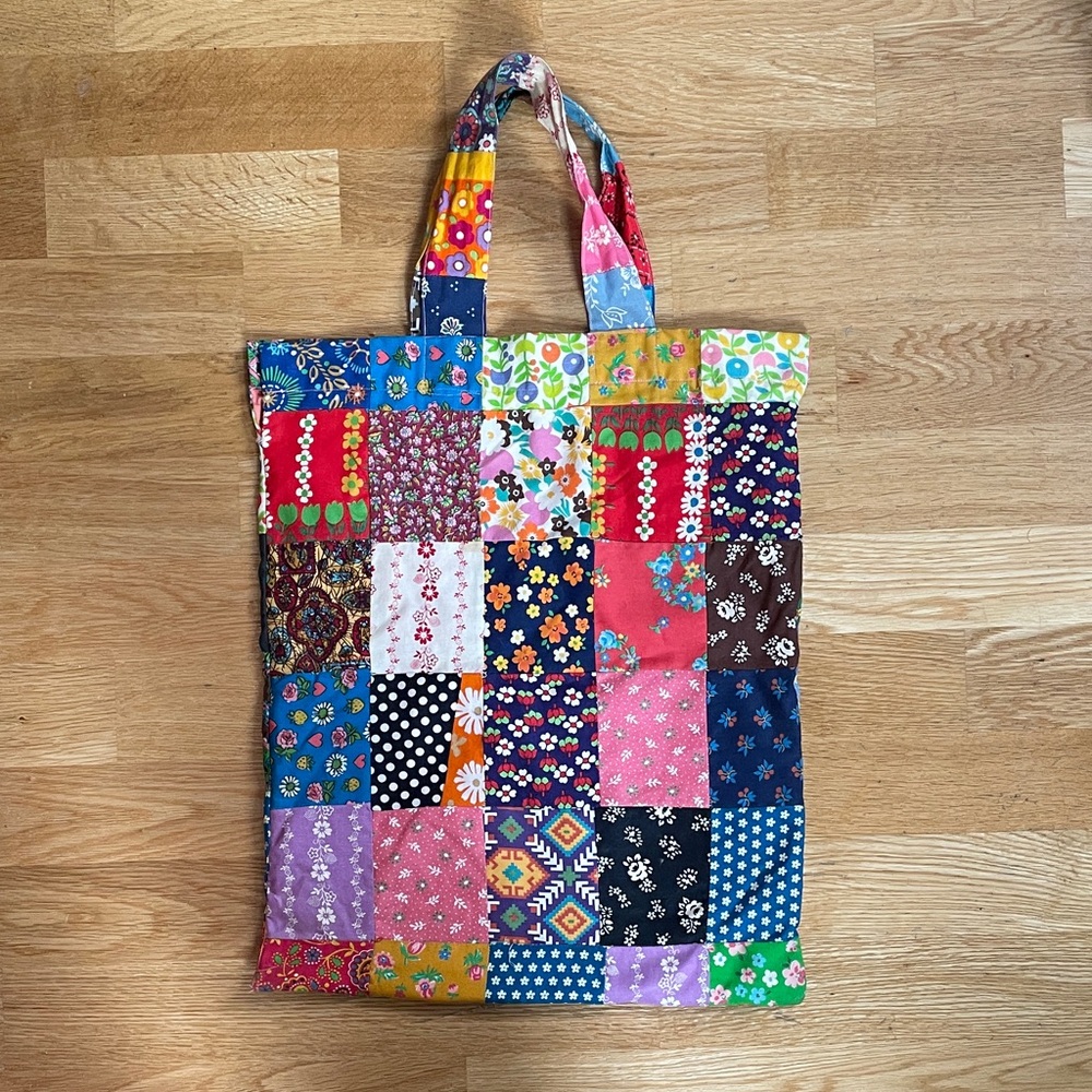 Vintage patchwork tote bag